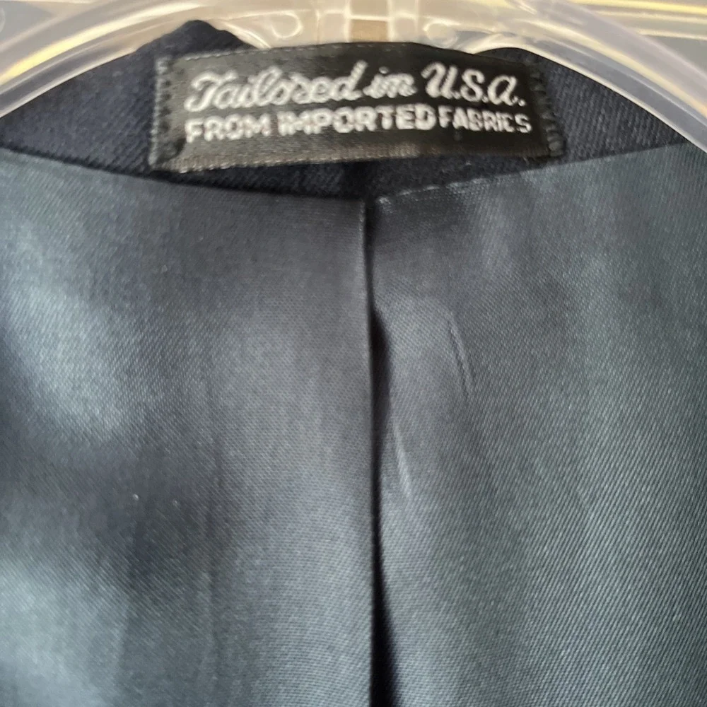 Vintage Stanley Blacker Navy Blue Gold Button Sport Coat Size 40L‎